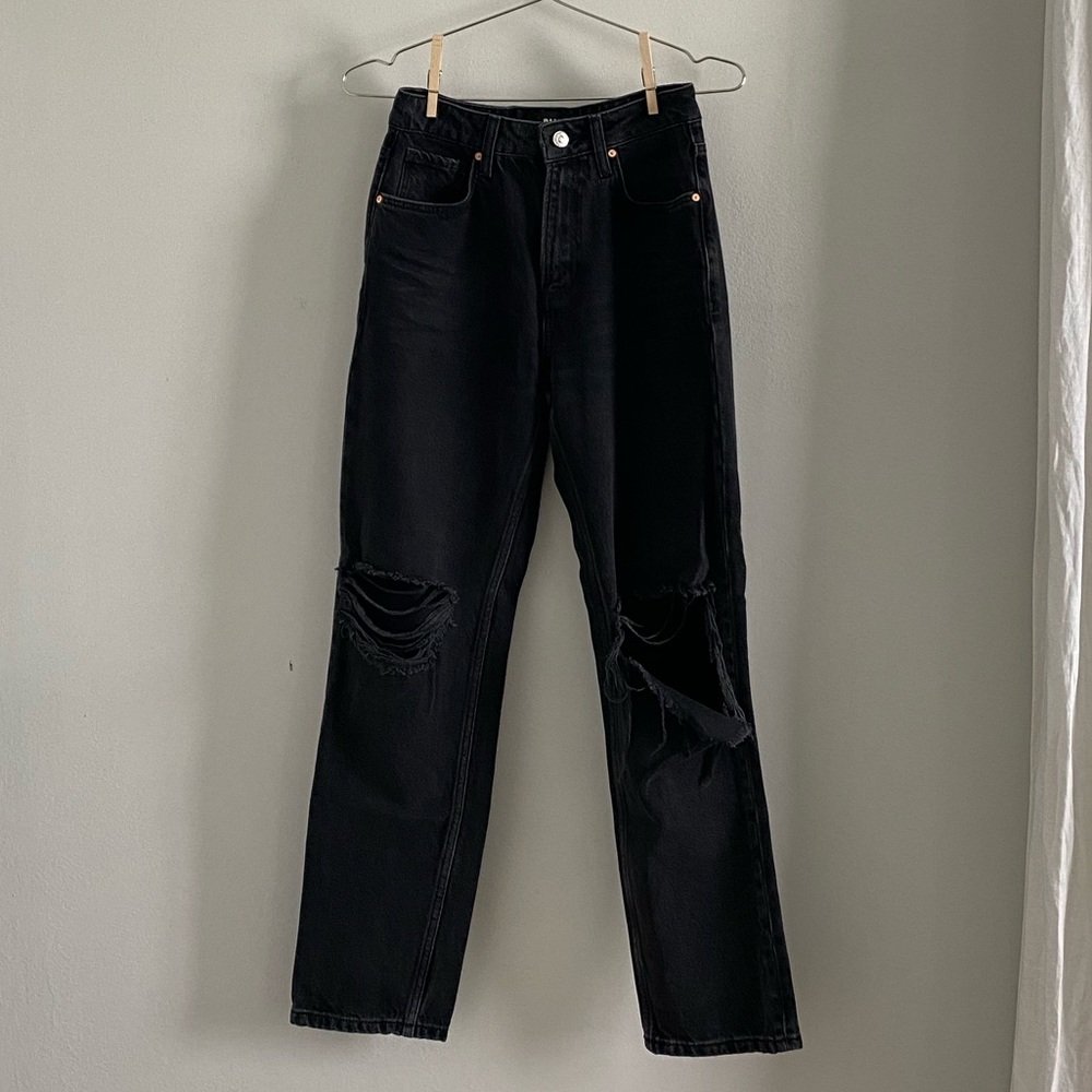 PAIGE High Rise Sarah Straight Black Meadow